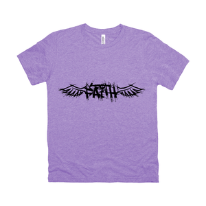 Winged Faith - Bella + Canvas 3413C Unisex Tri-Blend Crew Neck Tee Purple Tri-Blend