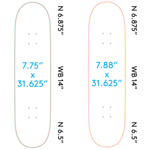 Winged Faith Steep Skateboard Deck 7.75 & 7.88 Size Chart