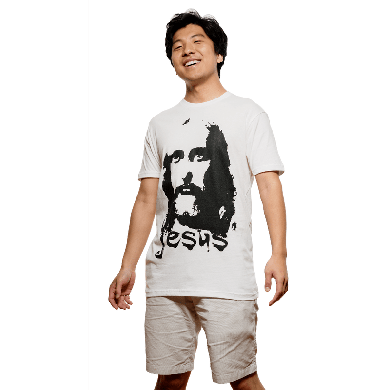 Jesus - 3600 Next Level Apparel Unisex Cotton Crew T-Shirt Front View (Asian Male Model)