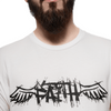 Winged Faith - 3600 Next Level Apparel Unisex Cotton Crew T-Shirt Close Up (Bald Male Model)