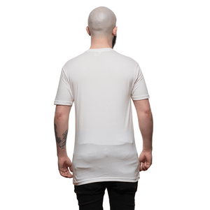 Winged Faith - 3600 Next Level Apparel Unisex Cotton Crew T-Shirt Rear View (Bald Male Model)