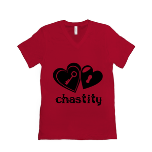Lock & Key Chastity - Bella+Canvas 3005 Unisex Jersey Short Sleeve V-Neck Tee Red