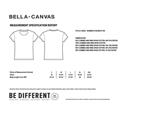 6004 Bella+Canvas Women's The Favorite Tee Size Chart