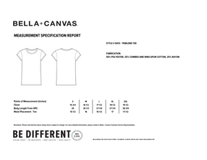 Respect Women - 8413 Bella+Canvas Tri-Blend Short Sleeve Tee Size Chart