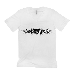 Winged Faith - 3200 Next Level Apparel Men's Cotton V-Neck T-Shirt White